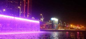 Dubai water canal waterfall view