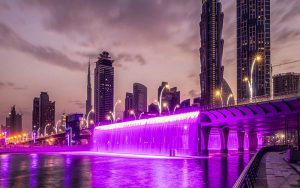 Dubai Water Canal Waterfall at Night