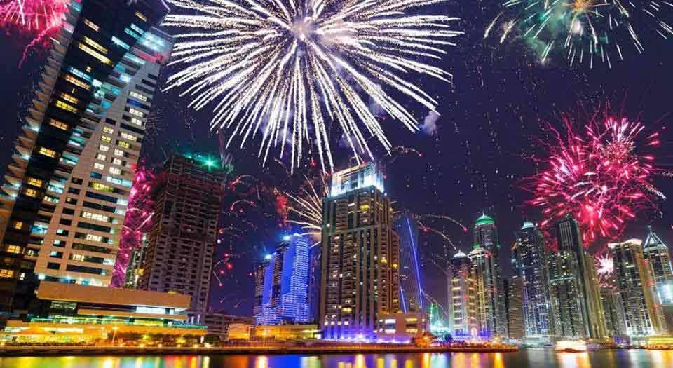 JBR new year fire works celebration