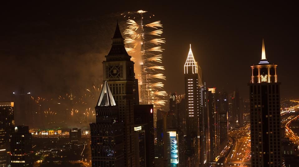 Sheikh Zayed Road fireworks in dubai